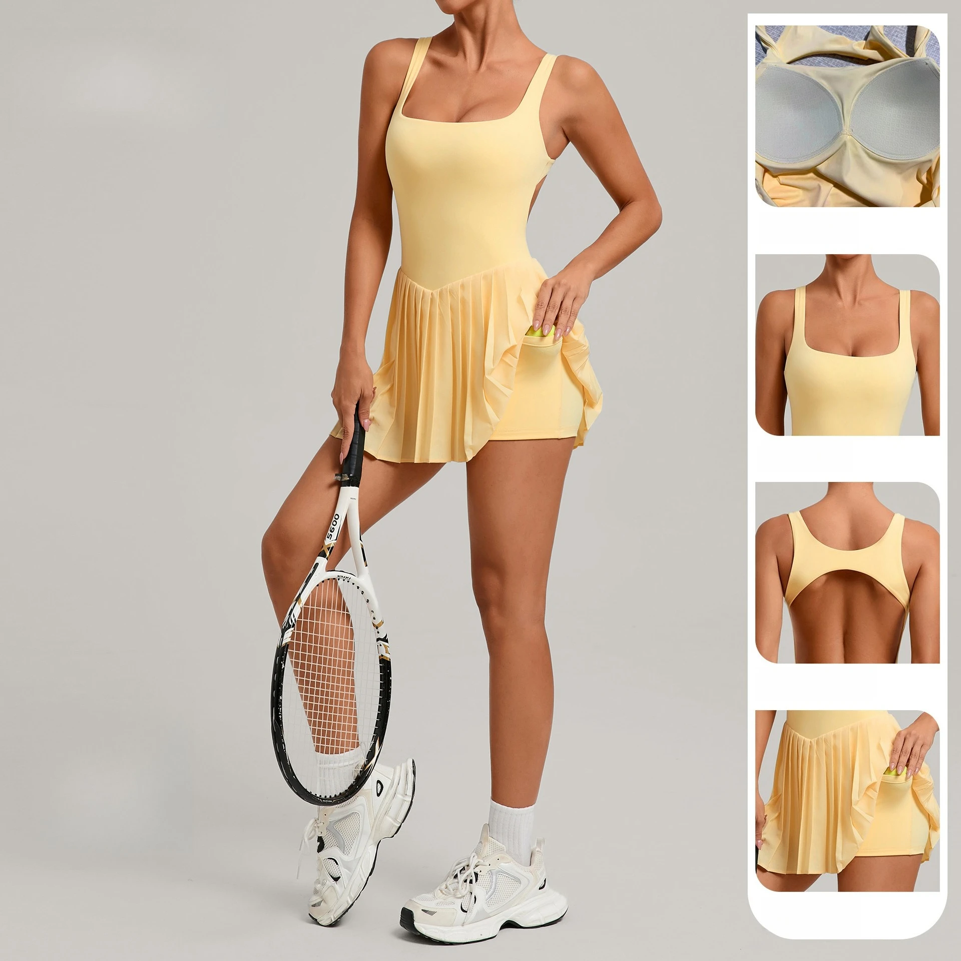 Women Anti Exposure Liner Pleated Athletic Tennis Skirt Dress Yoga Jogging Gym Summer Outdoor Casual Workout Fitness Outfit