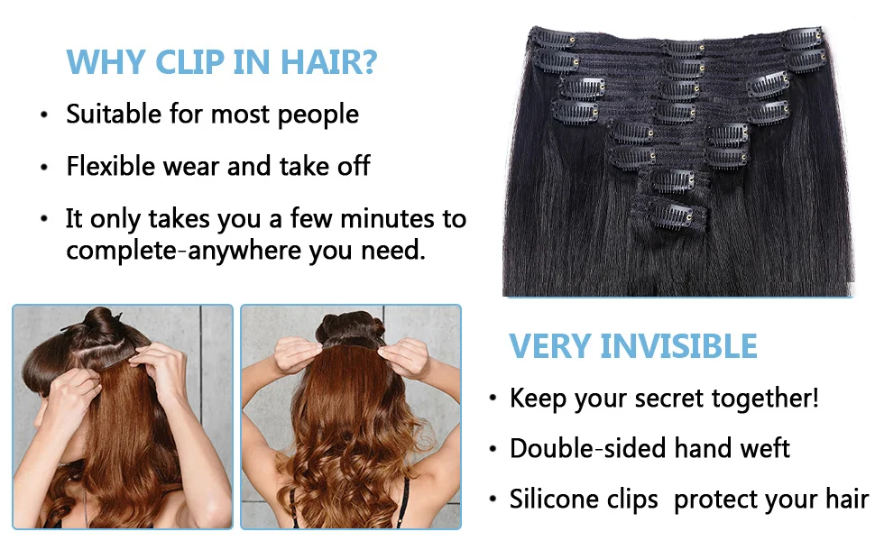 Clip in Echthaar verlängerungen 120 gr/satz Körper welle 18Clips voller Kopf natürlicher brasilia nischer Clip auf Haar verlängerung 10-26 Zoll für Frauen – Detail 12