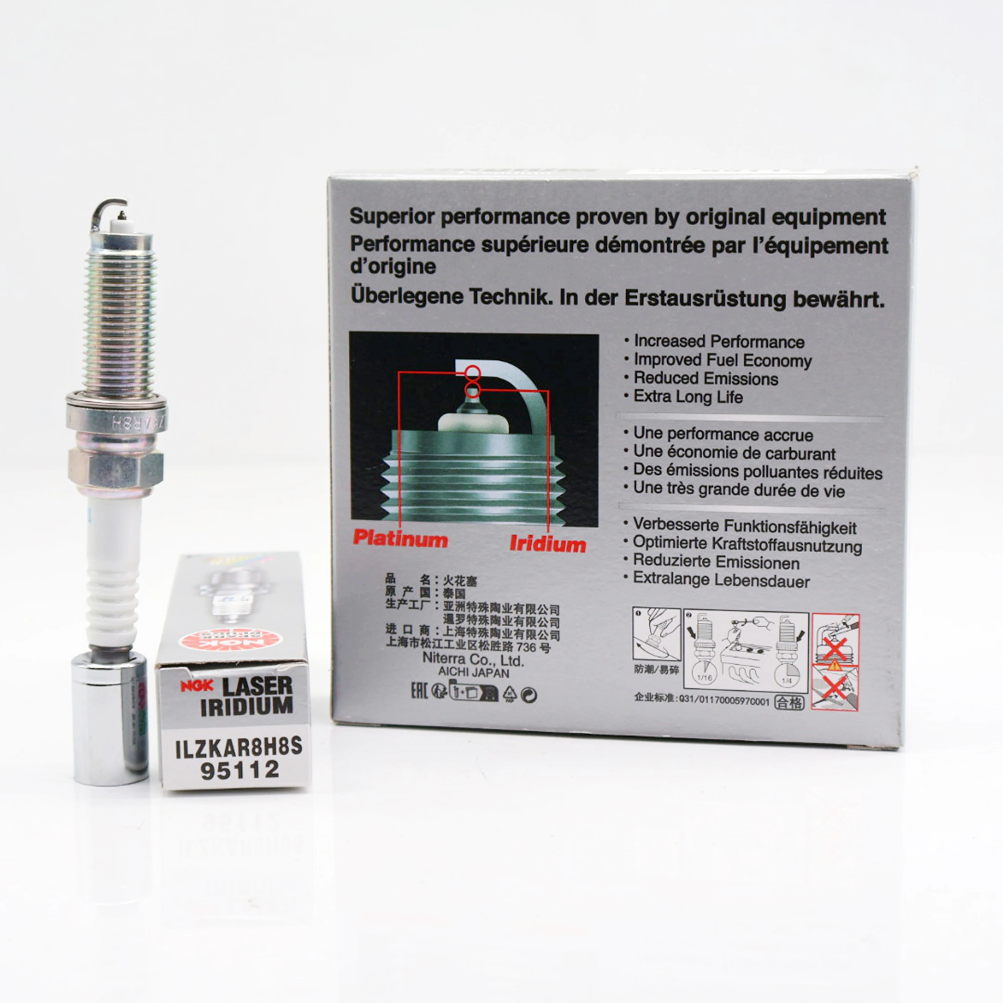 NGK Laser Iridium Spark Plug ILZKAR8H8S 95112 Original Genuine