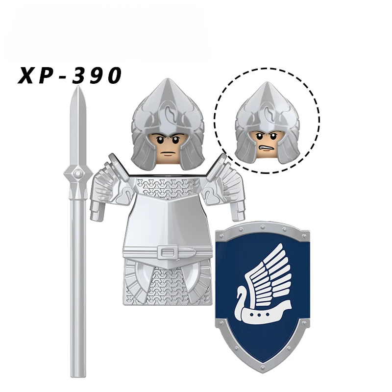 KT1051 Gondor Medieval Knight Building Blocks Figures Lancer Archer Soldier Minifigures With Helmet DIY Bricks Toys For Gift view 3