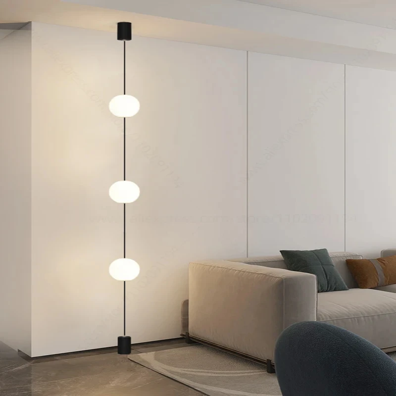 Imagem -04 - Nordic Retro Glass Led Floor Lamp Moderna Lâmpada Minimalista Interior de Longa Linha Lâmpada Esférica Night Stand Light Sala de Estar Villa