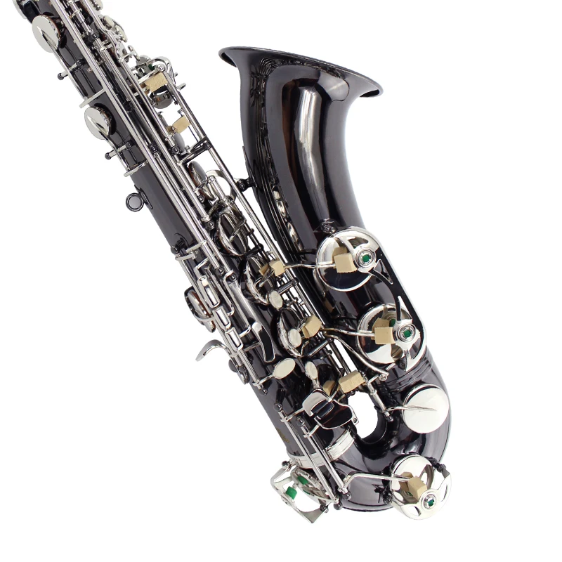 Tenor Saxophone Brass Body Lacquered Finish Adjustable Beginner Professional Grade Examination Black Nickel Silver Key