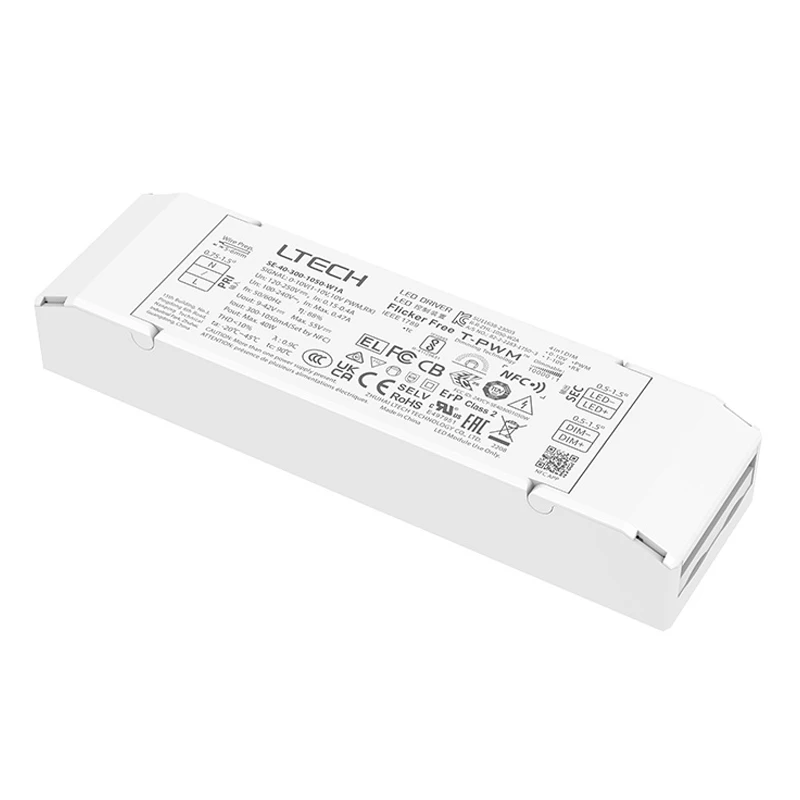 12W 100 ma-500mA 20W 100-700mA 30W 200mA-800mA 40W 300mA-1050mA NFC CC 0/1-10V sterownik LED LTECH 100-240vac transformator oświetleniowy