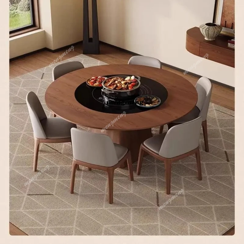 Embedded Rock Dining Table Electric Turntable Invisible Induction Dining Table Warming Home Furniture Mesa De Comedor