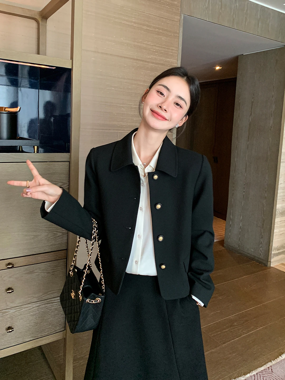 

Bla Suit ort Coat Women's High Waist A-Line Skirt Set Commute Sle Faionable Casual Wear Polyester Blend Fabric