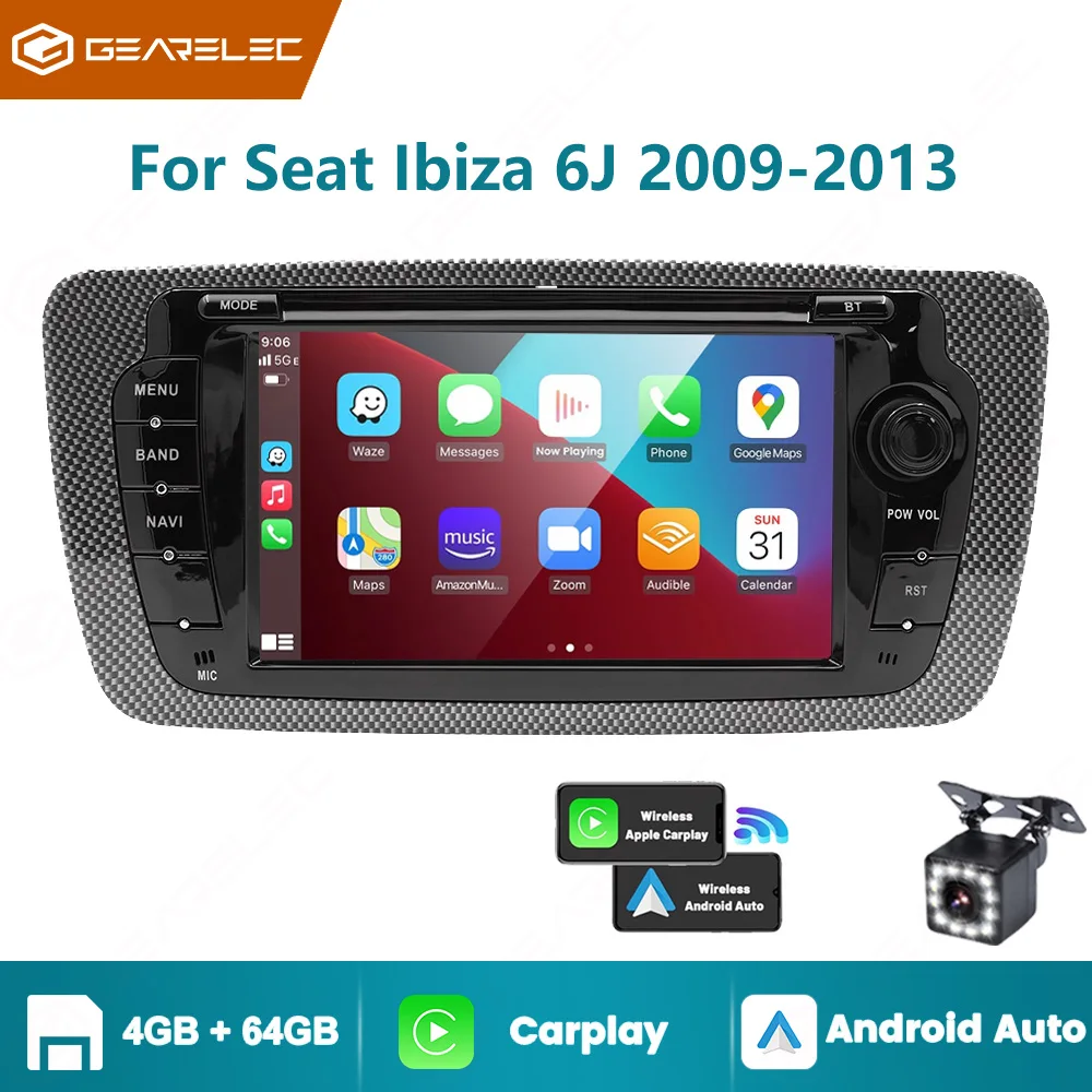 Car Stereo 7 Inch IPS Touch Screen Wireless Carplay Android Auto Wired for Seat Ibiza 6j 2009-2013 DSP GPS Car Multimedia Player