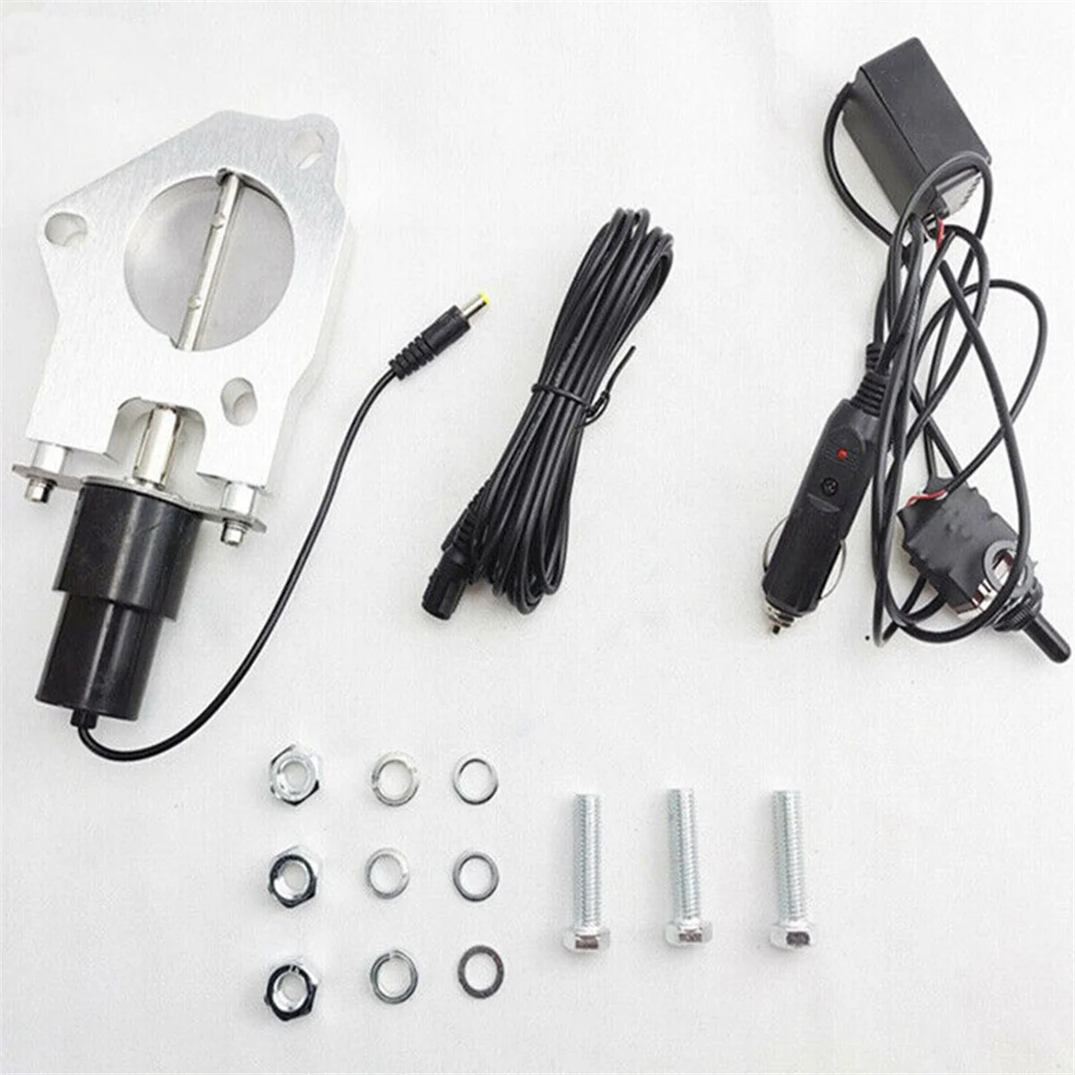 2.5in/63mm Electric Exhaust Cutout Valve Control Motor Cut Out Kit with Manual Switch Universal Electric Exhaust Cut Out