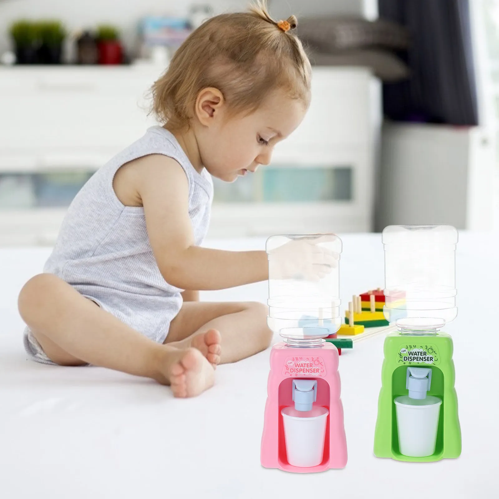

2Pcs Mini Water Dispenser Lovely Simulation Home Appliance Pretend Play Kitchen Kids Drinking Fountain Gift Mini Water Dispenser