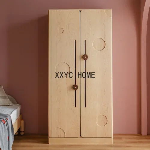 

North American Hard Maple Wardrobe Double Door Solid Wood Bedroom Storage Locker Boys and Girls Wardrobe