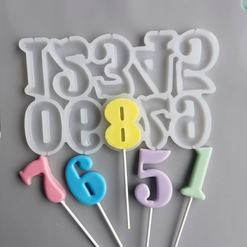 Numeric Shaped Modeling DIY Lollipop Silicone Mold Chocolate Candy Mould Various Shape Birthday Cake Decorating Tool Baking Mold