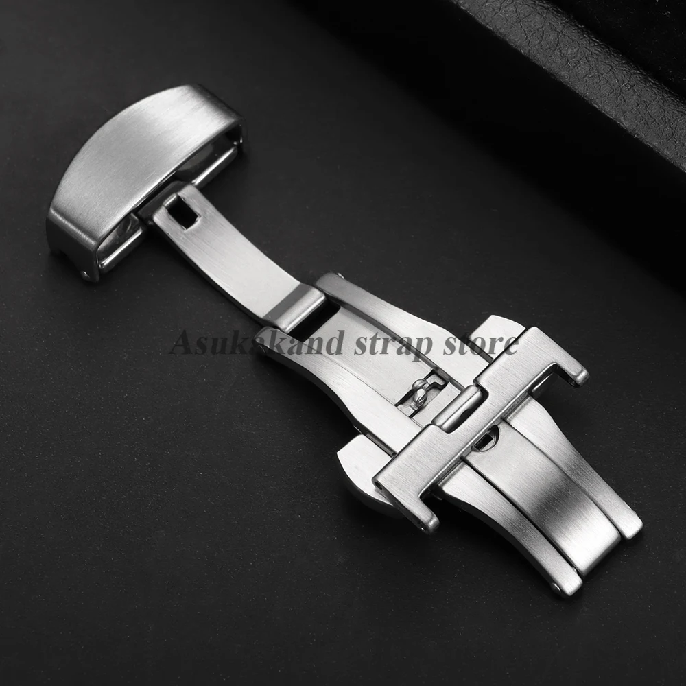 12mm 14mm 16mm 20mm 22mm fivela borboleta automática de aço inoxidável fecho fosco couro pulseira de silicone acessórios de botão