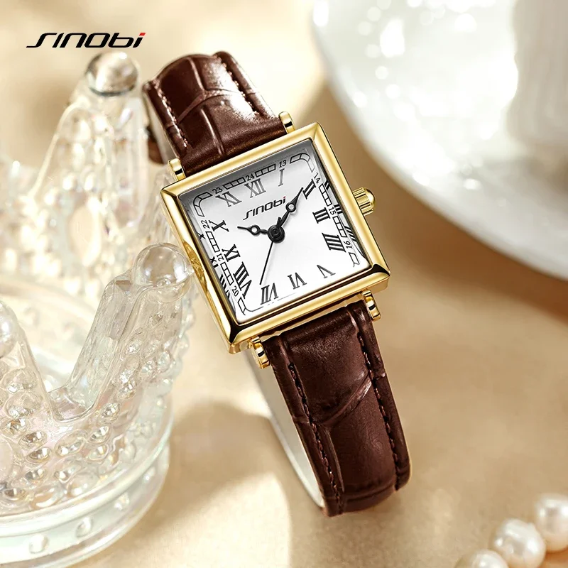 New Arrival SINOBI Top Luxury Women's Quartz Watches Fashion Design Ladies Wristwatches Elegant Square Case Best Female Clock