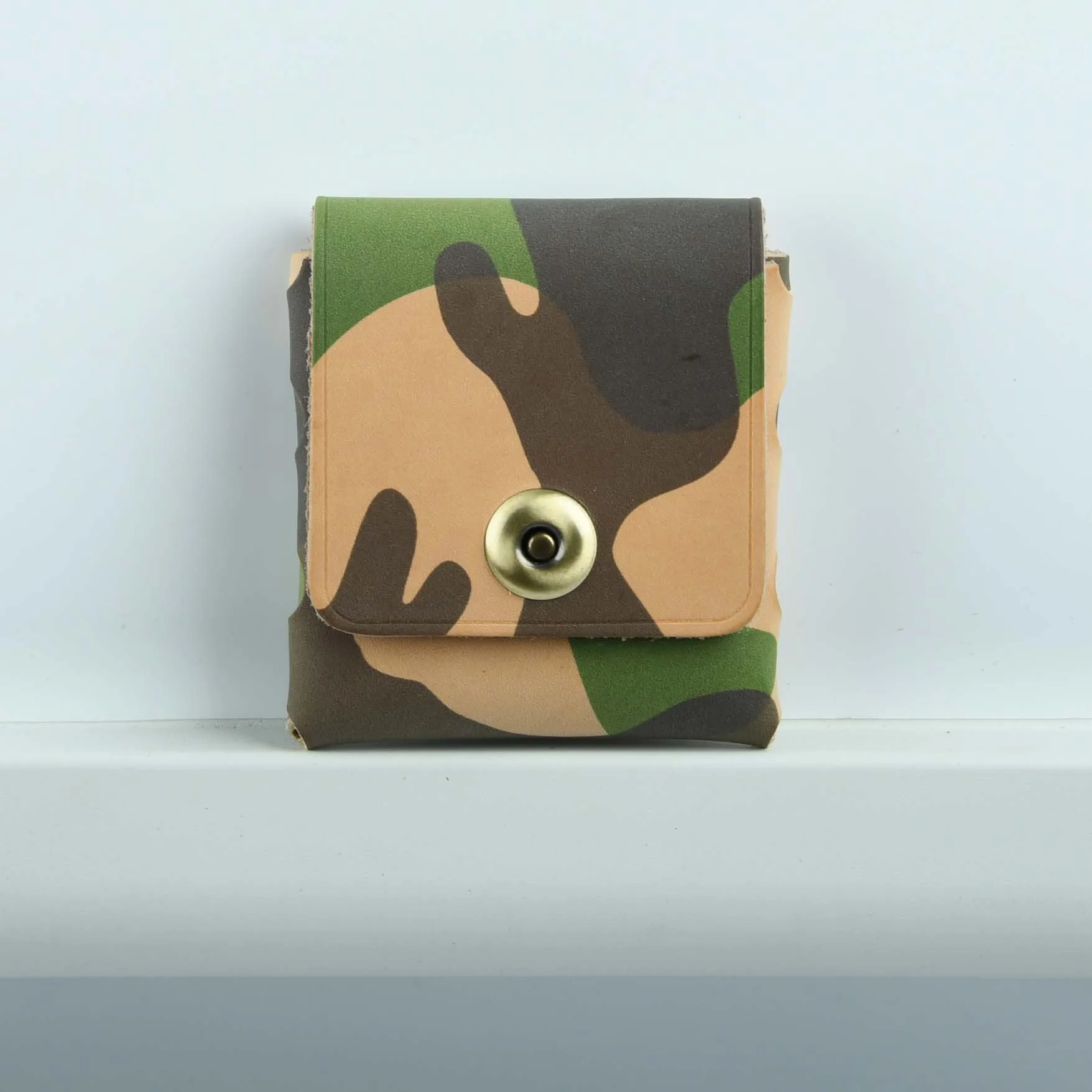 محفظة صغيرة للعملات المعدنية، مشبك مموه، حقيبة تخزين لسماعات الأذن، حقيبة تغيير غير رسمية من الجلد المدبوغ بالخضروات للاستخدام اليومي