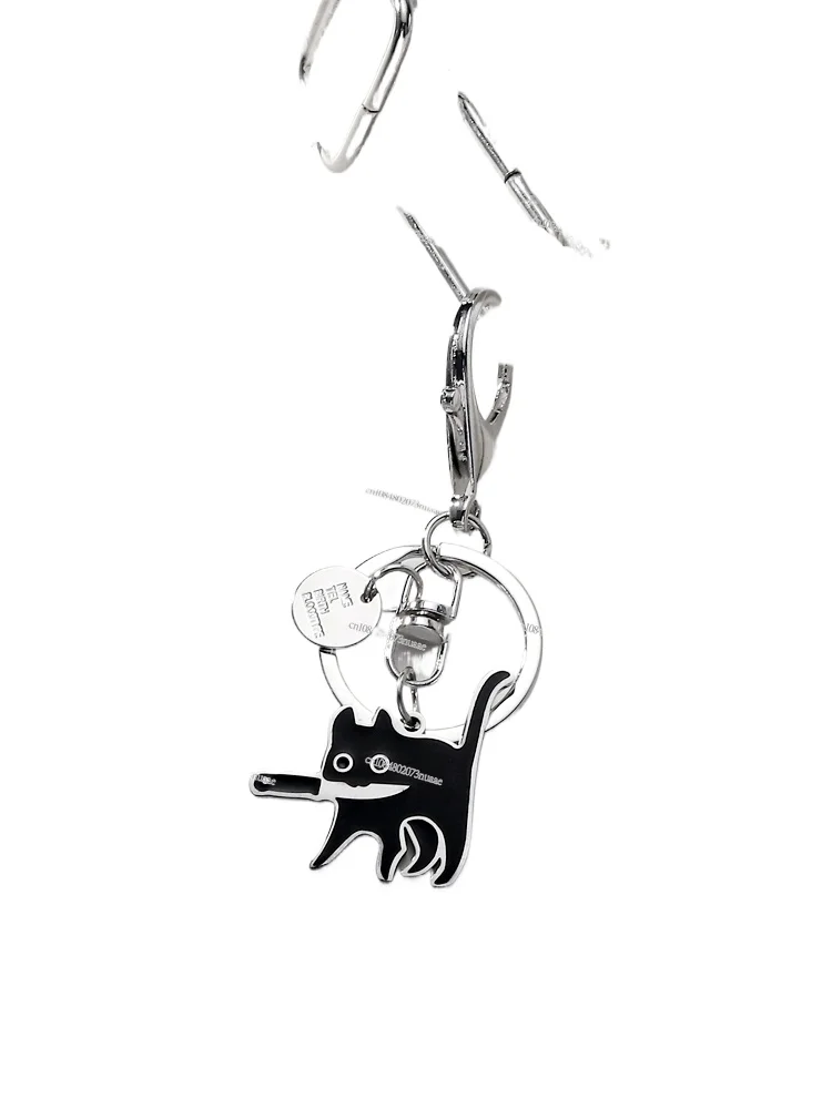 Simple Cat with Knife Personality Ins Fashion Keychain Pendant, Cute Hang Decorations, Minority