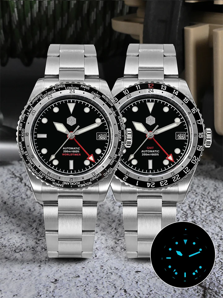 San Martin 自動巻き時計 正規品 San martin-自動巻き時計,38mm,n h34,サファイアガラスgmt,メンズ