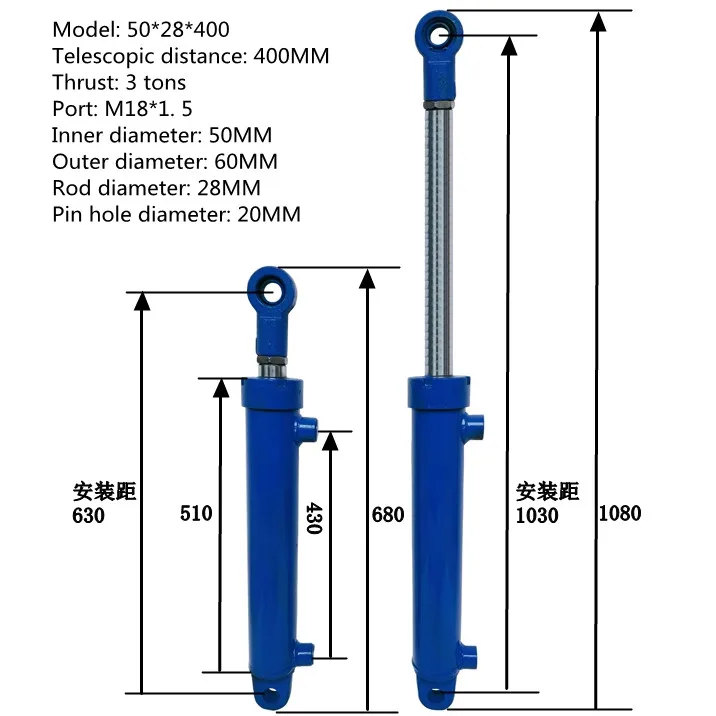 3 ton hydraulic cylinder bore 50 hydraulic cylinder two-way lift cylinder accessories