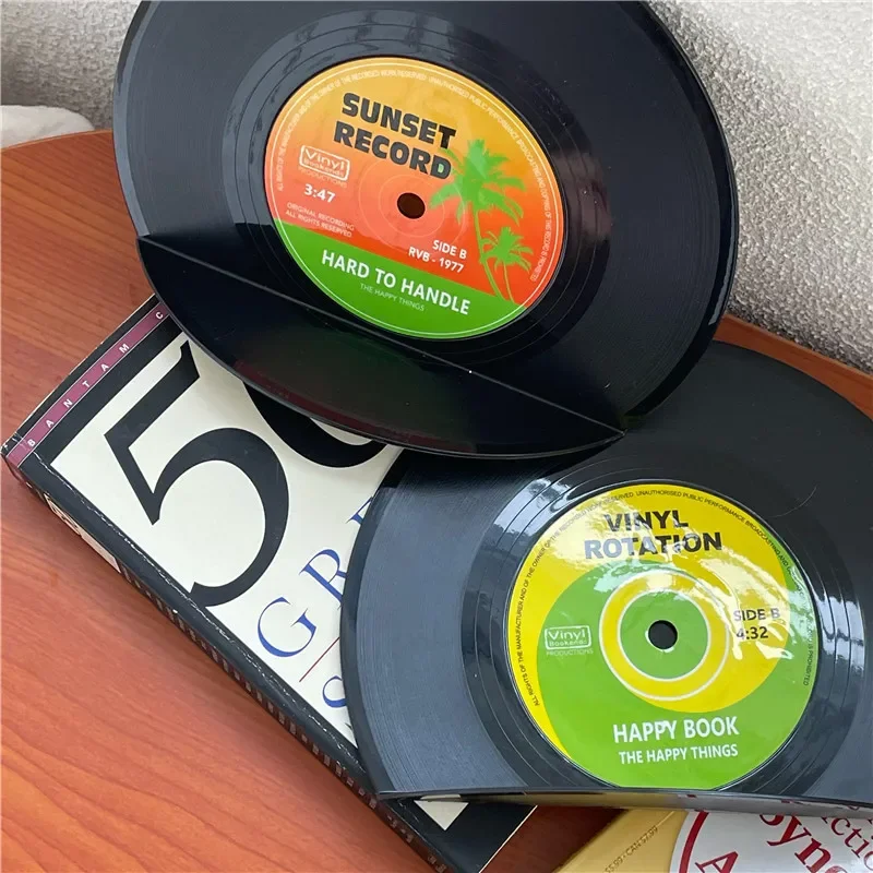 Retro Vintage Record Bookends Vinyl Book Holder Desk Organizer Desktop School Office Accessories Material