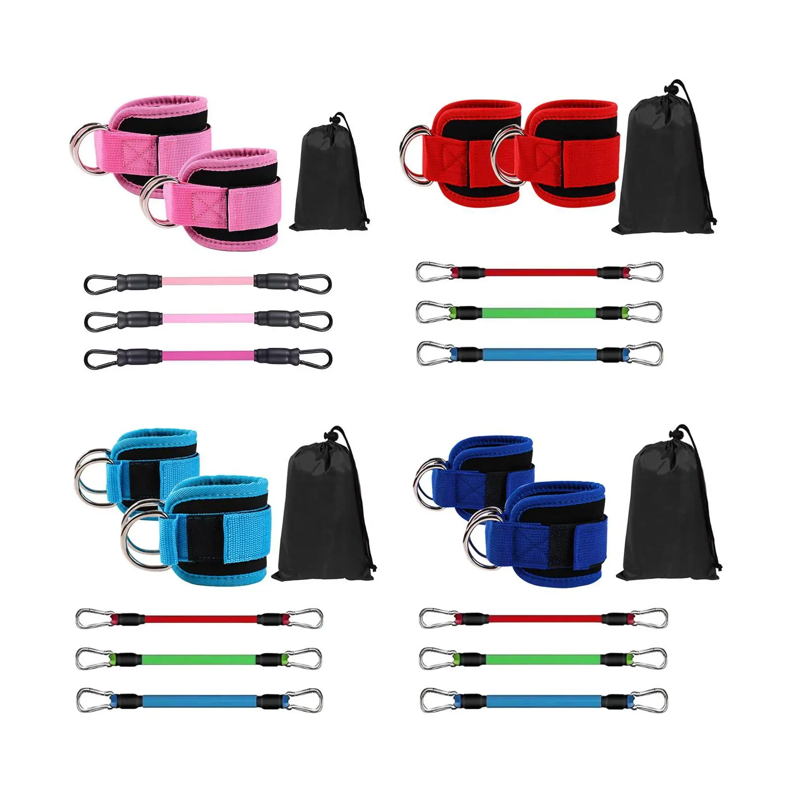 3x Ankle Resistance Bands Exercise Leg Resistance Bands 3 Different Levels Resistance Bands with Ankle Cuffs for Glute Training