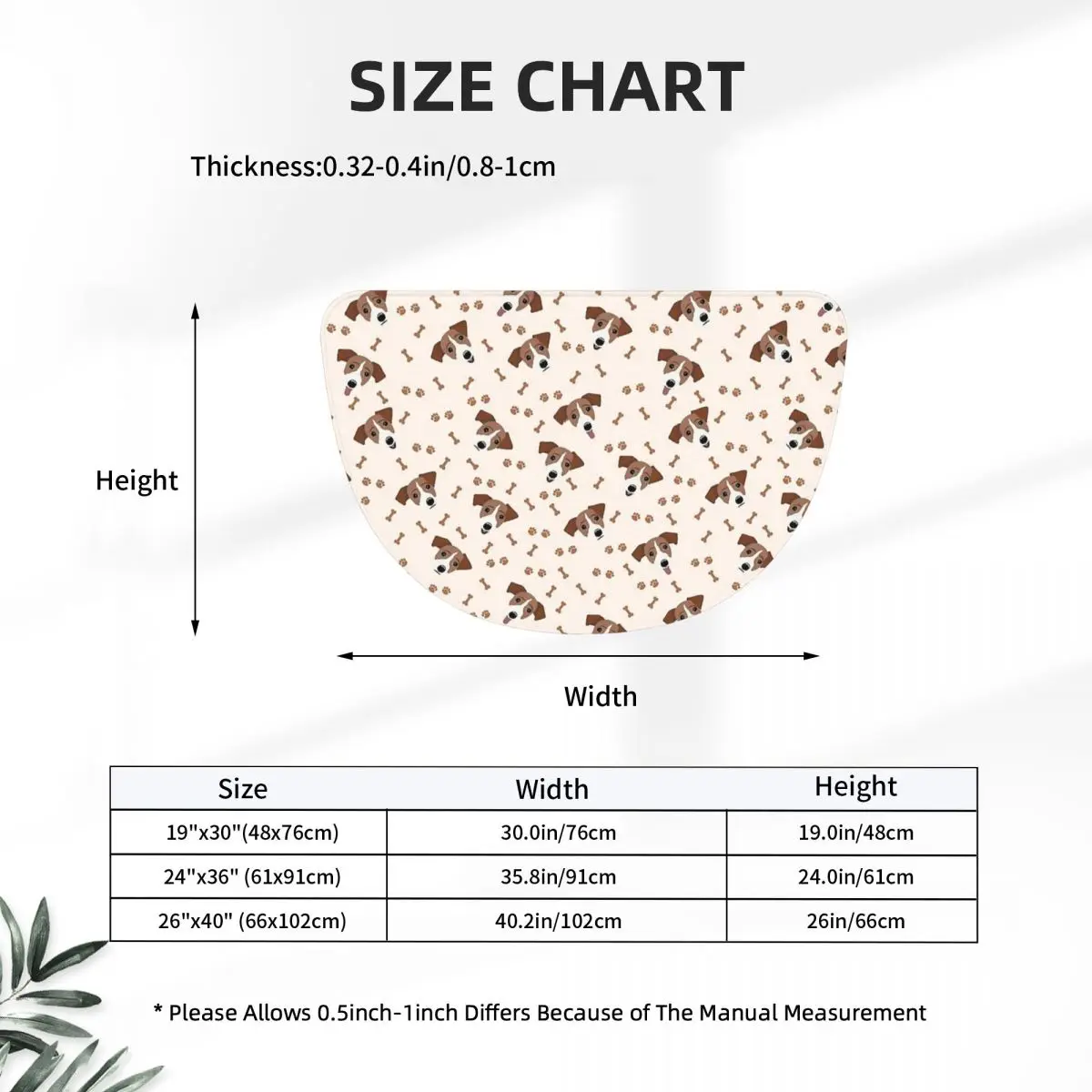 Jack Russell Terrier Dog With Bones Soft Flannel Half Round Doormat Non Slip Bathroom Mat Absorbent Floor Carpet for Bathroom