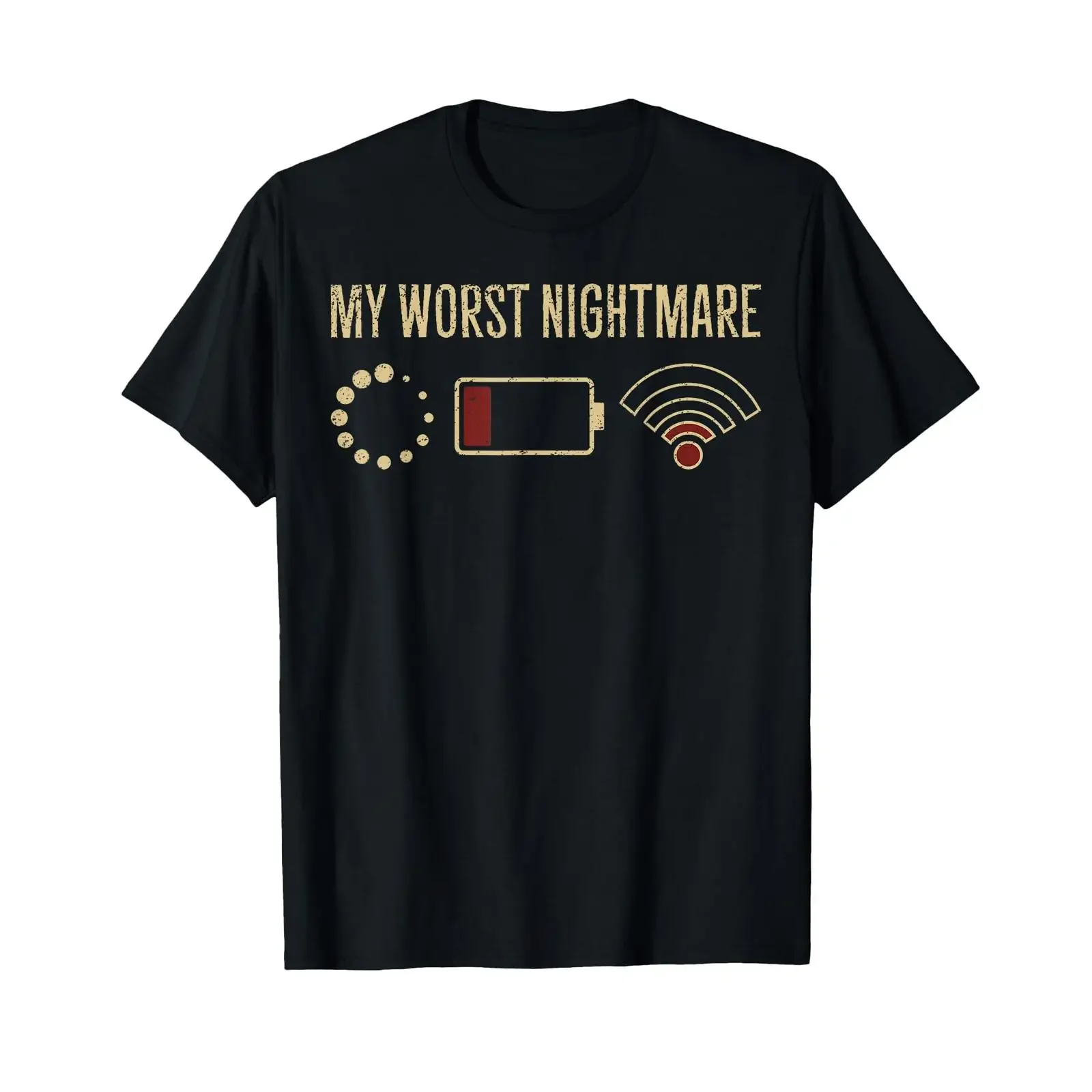 My Worst Nightmare Funny Gamer Tech Low Battery WiFi T Shirt vintage Washed designer clothes graphic Stretched Stylish