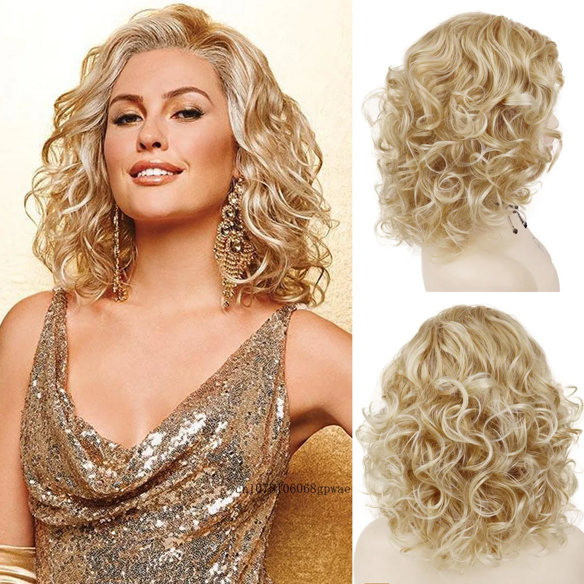 

Blonde Wig Synthetic Wigs for Women Afro Curly Hair Short Bob Wig Natural Daily Fluffy Breathable Lady Wig Heat Resistant Fiber