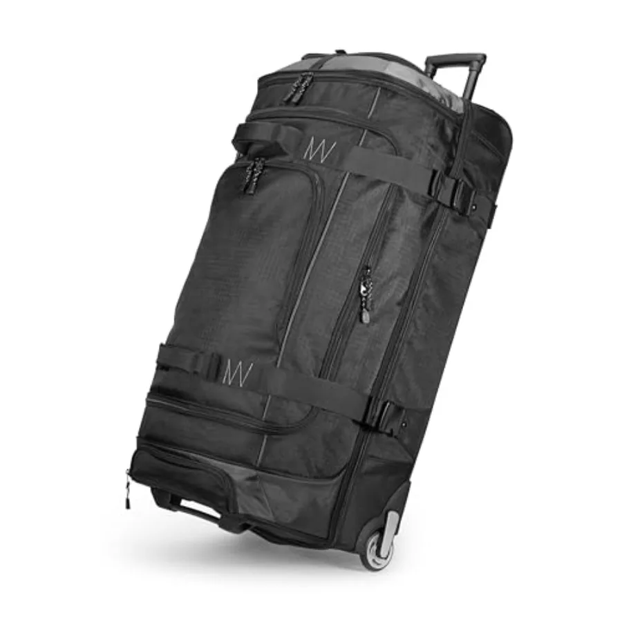 35-inch Large Rolling Duffel Bag with Wheels and Handle for Air Travel Durable Ripstop Polyester Material 2 Layers of Storage S