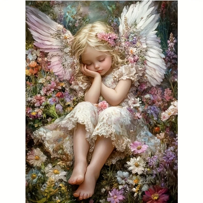 1pc 5D Diamond Painting Kit, Latest Creative Decorative Art Featuring a Sweetheart Baby in a Pure White Gauze