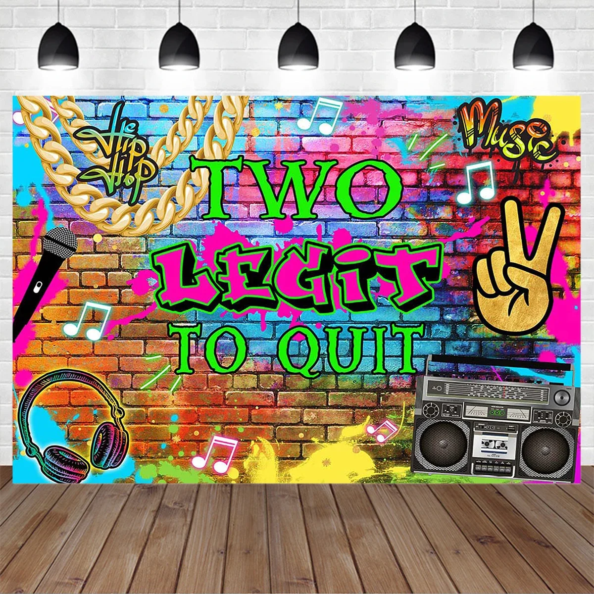 Mocsicka Two Legit to Quit Party Background Decoration Hip Hop Music Graffiti Photography Backdrop Decor Boy Girl Baby Birthday