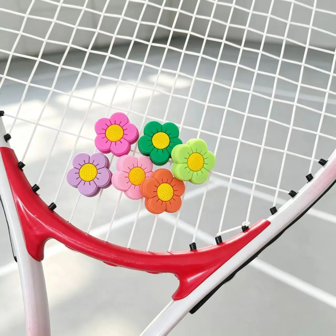 Flower Tennis Vibration Dampener, Cute Silicone Racket String Damper Colorful Tennis Accessories view 6