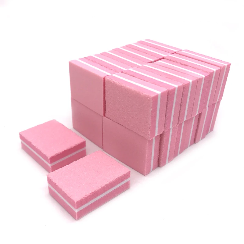 

100Pcs Pink Sponge Square Nail Files Block Buffer Washable Polishing Nails Products Portable Sanding Nails Accessories And Tools