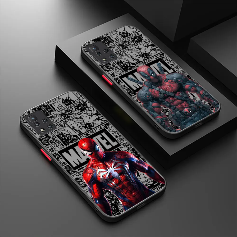 Marvel Spider Man Deadpool Phone Case For Redmi Note 13 12 ProPlus 12S 11 11S 11T 10 10S 9 9S 9T 8 7 S Pro Max 4G 5G Matte Cover