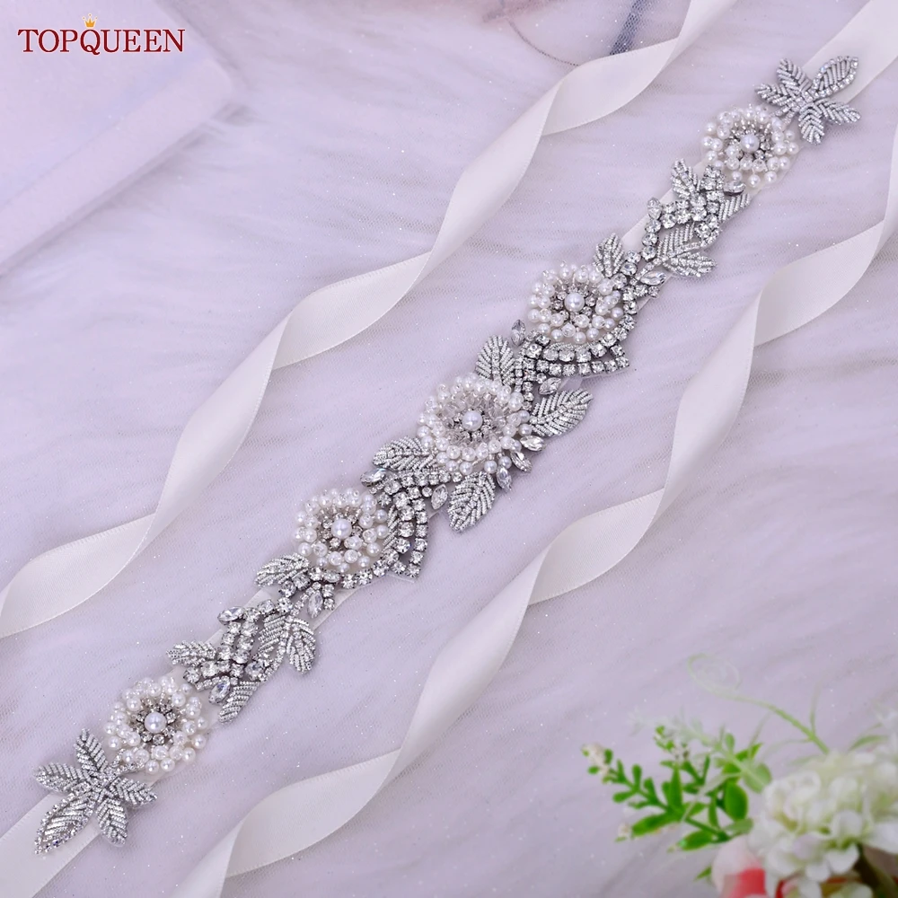 TOPQUEEN S70 Cưới Phụ Kiện Nữ Cô Dâu Đầm Dây Ngọc Trai Sang Trọng Bạc Ren Hình Hoa Đầm Nữ Đảng