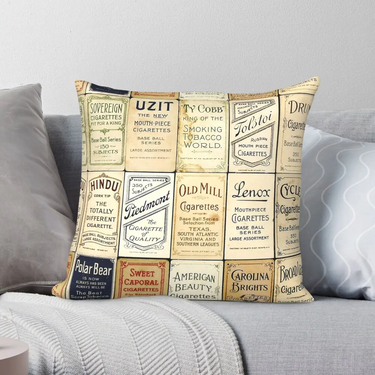 T206 Baseball Cards Collector Pillowcase Polyester Linen Velvet Creative Zip Decor Pillow Case Bed Cushion Cover