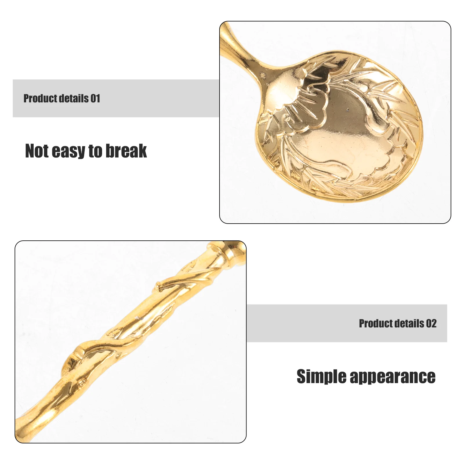 

4Pcs Stainless Steel Coffee Spoons Vintage Style Mixing Spoon Practical Dessert Spoon for Home Office Coffee Spoons