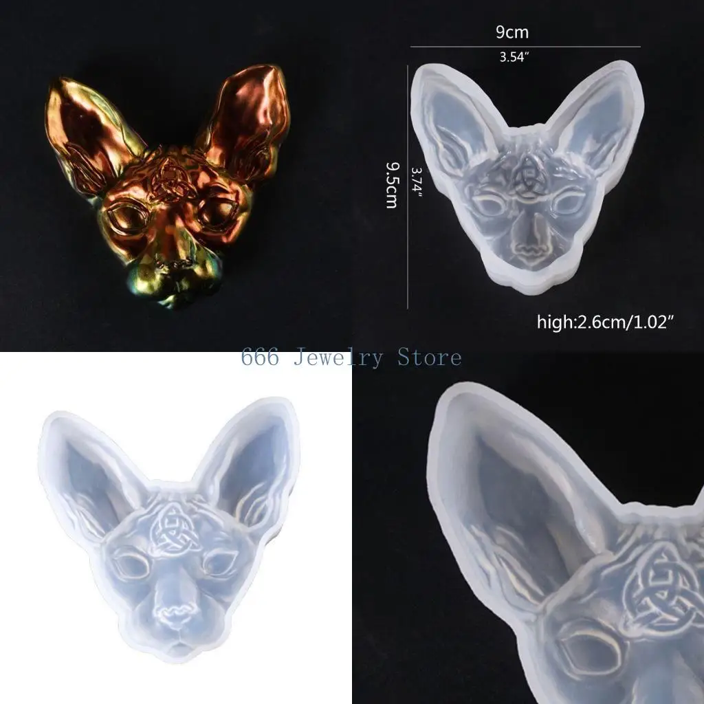 F2TD 3D Cartoon for Cat Silicone Resin Epoxy UV Mold for Creative Craft DIY Pendant Jewelry Brooch Making Accessory Tool