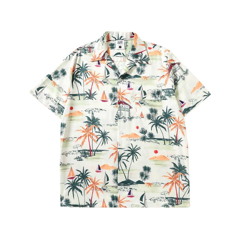 

Summer New Cuban Collar Retro ort Sve Floral irt Loose Men Women Hawaii Sle Hong Kong Sle Ameika Kai Soft een Po...