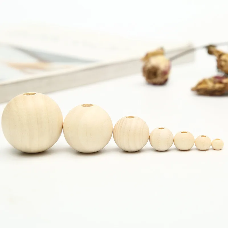 1-500pcs/Lot Natural Wooden Beads for Jewelry Making Accessories Round Loose Spacer Beads Wood Pearl Balls Charms DIY Bracelet