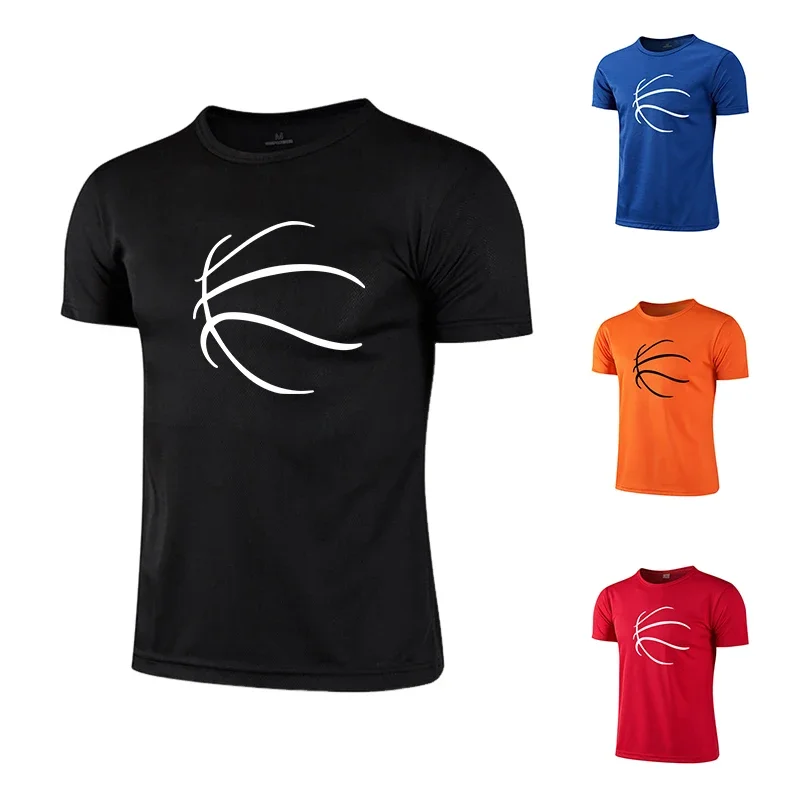 Men's Exercise Training T-shirts Summer Outdoor Casual Sport Running Short Sleeved Top Gym Fitness Tees Basketball Jersey