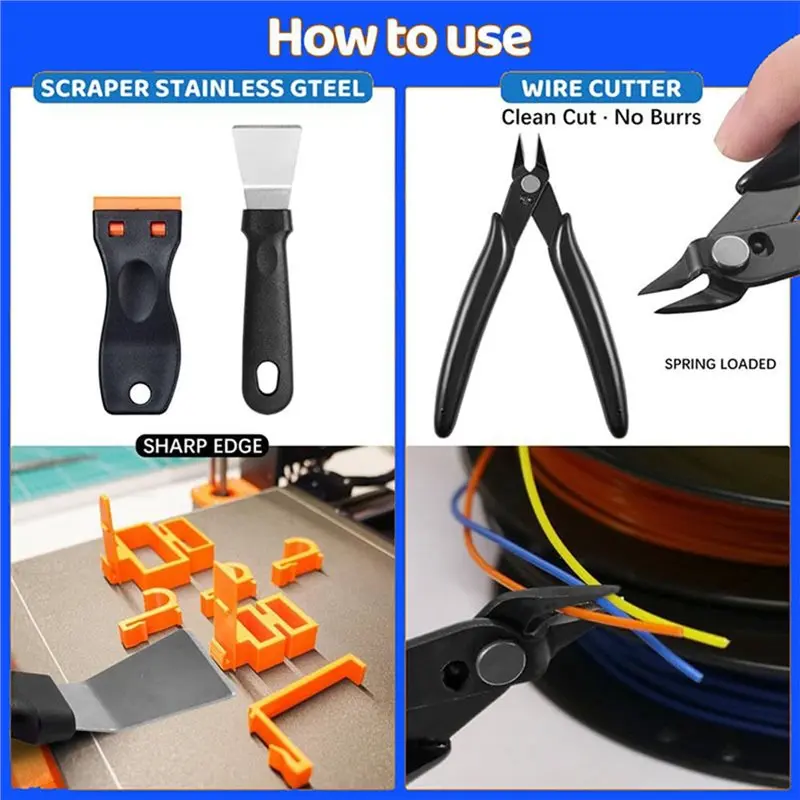 

CYCLI-For FDM/SLA Compatible 3D Printer Tool Kit- Includes Nozzle Cleaning Kit,Scraper Tools Files Brushes(50 Pieces) In Storage