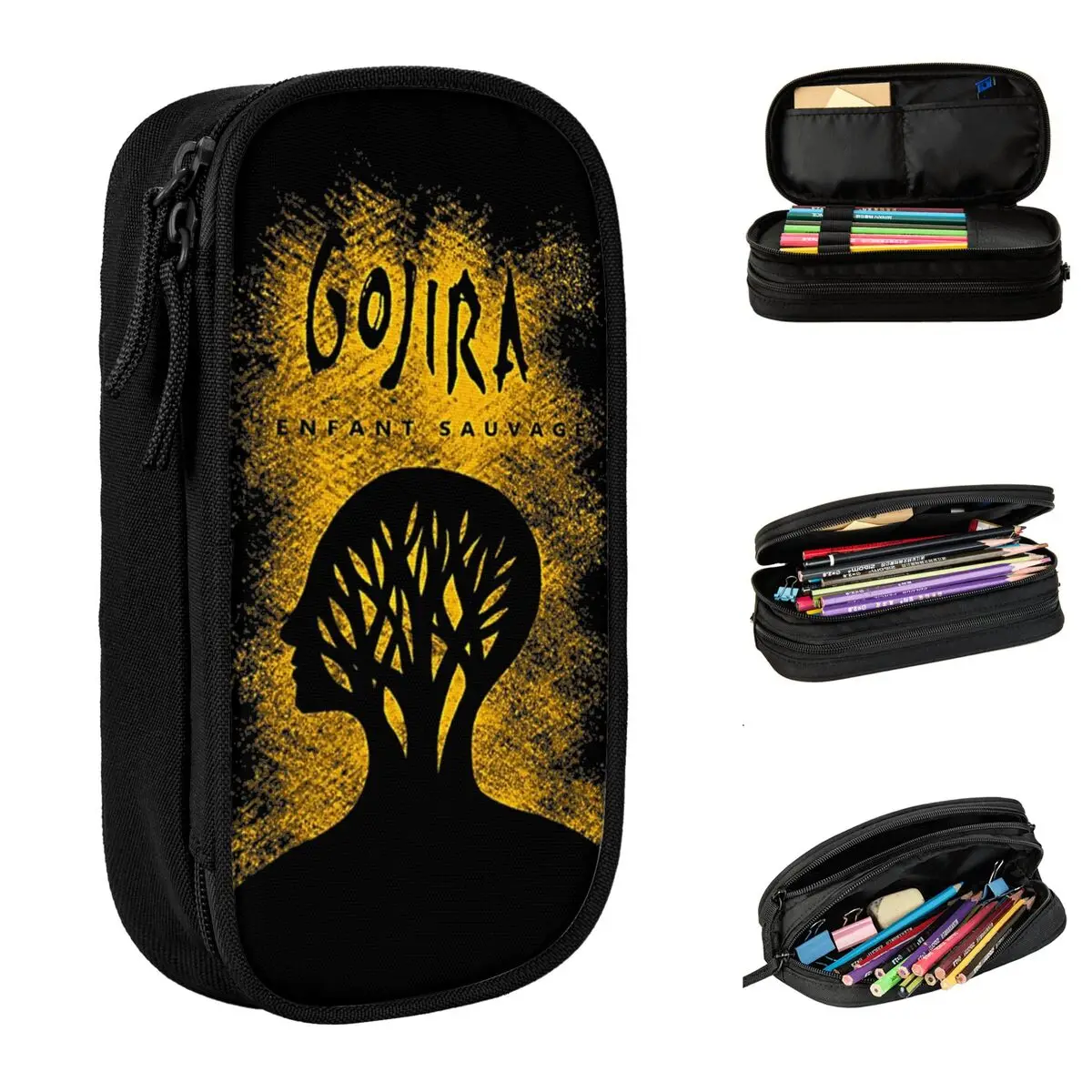 Gojiras Rock Metal Band Pencil Case Pencilcases Pen Box for Girls Boys Big Capacity Pencil Bags Students School Gift Stationery