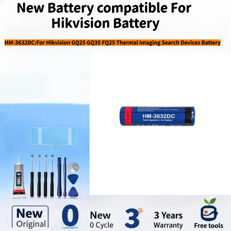 New Battery Compatible For Hikvision GQ25 GQ35 FQ25 Thermal Imaging Search Devices Battery HM-3632DC 3.6V 3200mAh + Free Tools