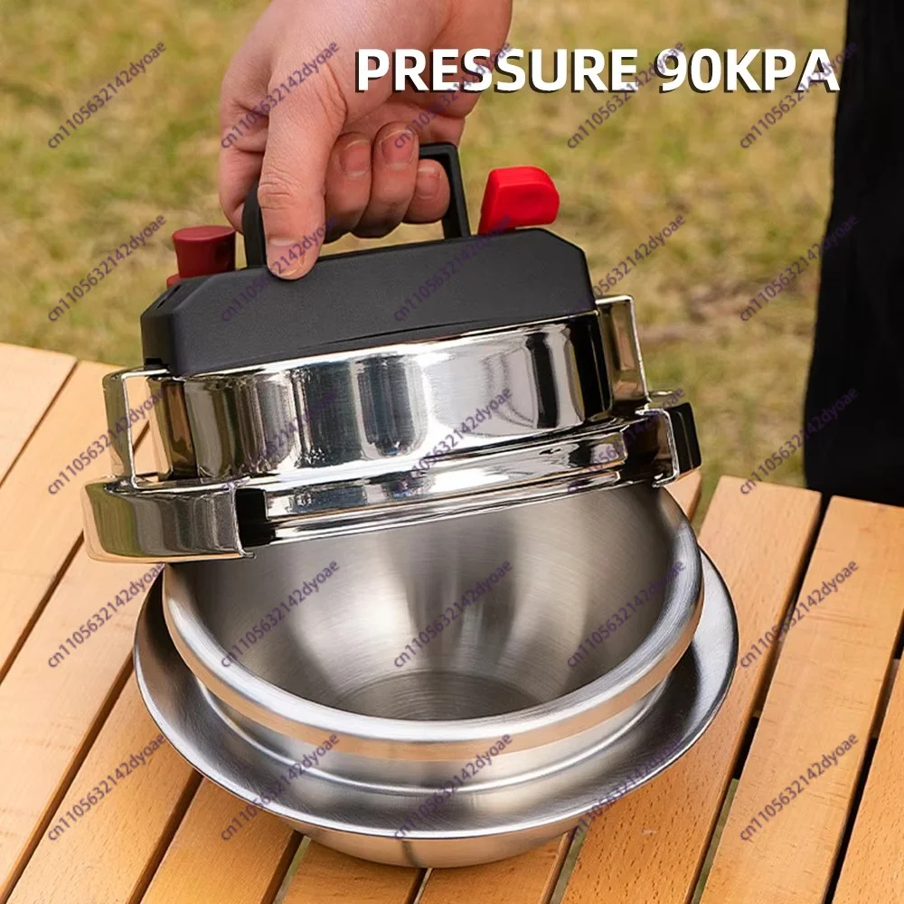 Induction Cooker Pressure Cooker, 1‑2 Persons Cooking Pot for Camping Road Trip Home Use, Compatible Portable 1.2L Mini