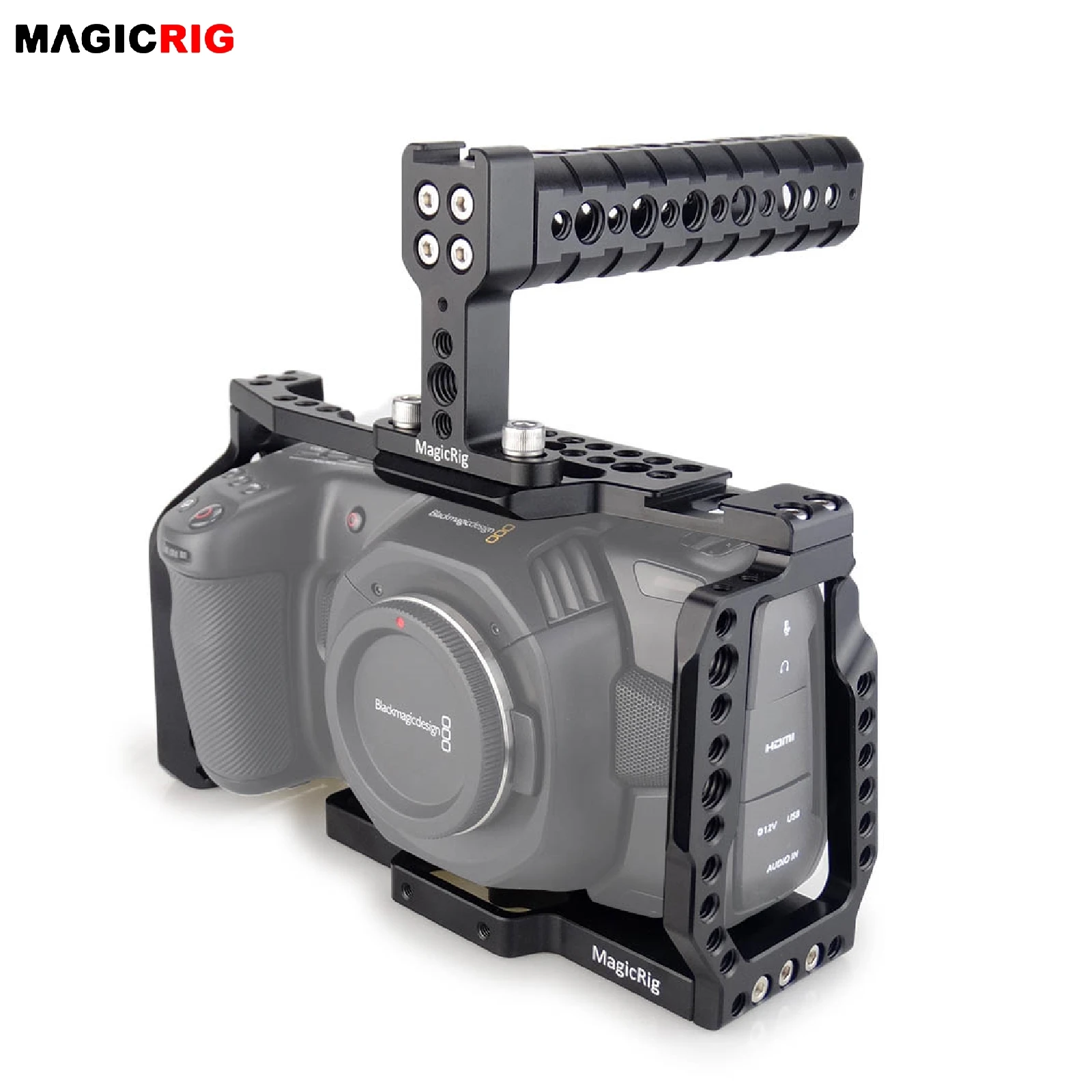 

MAGICRIG BMPCC 4K & 6K Cage with Top Handle for Blackmagic Pocket Cinema Camera BMPCC 4K / 6K to Mount Microphone Monitor Flash