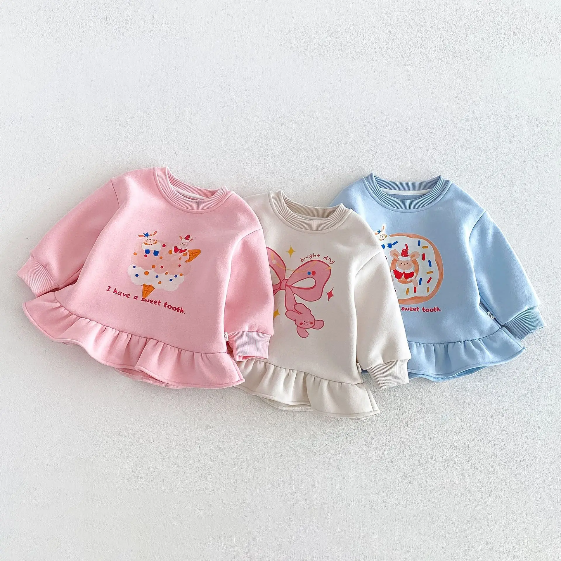 2026 New Fall Winter Girls Cartoon Fleece-Lined Sweatshirt Dress | Thick Warm Dress | Cute Outfit