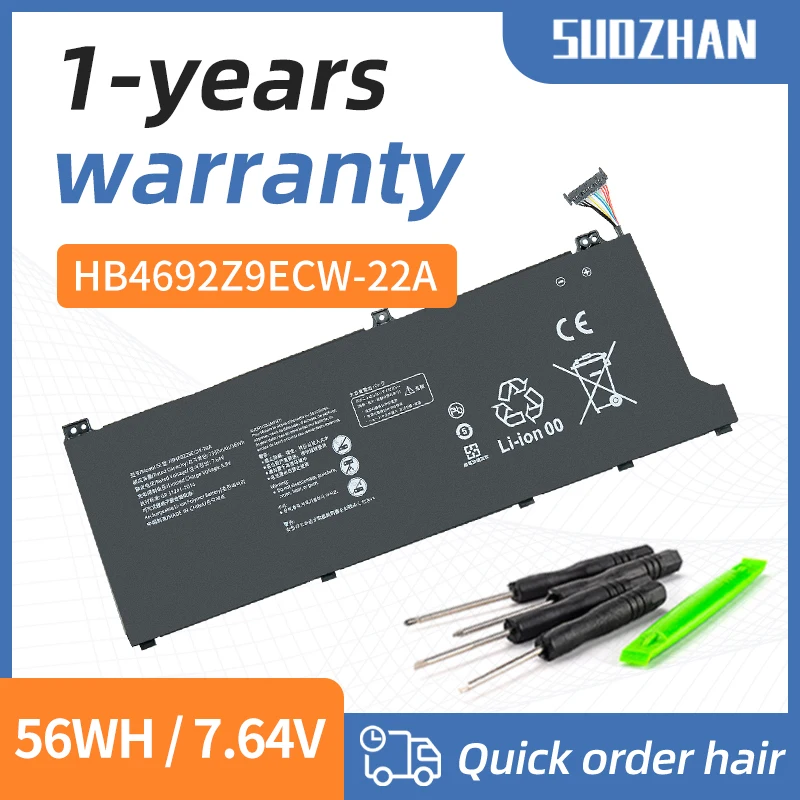 SUOZHAN  HB4692Z9ECW-22A Laptop battery For Huawei MateBooK D14 NblL-WDQ9HN Nbl-WAQ9H NbIL-WFP9 NbDE-WFH9 7.64V 7330mAh/56WH