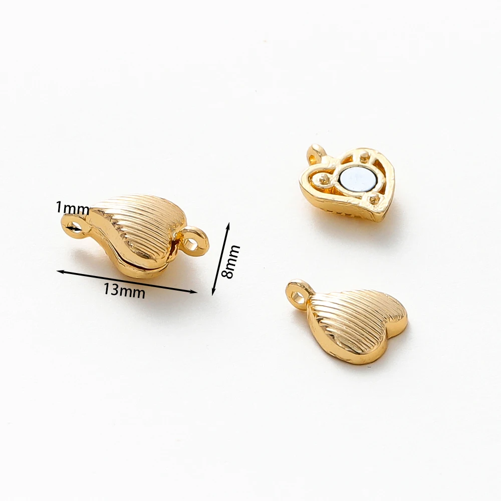 2/4/6pcs 14K 18K Real Gold Plated Love Shaped Magnetic Clasps For DIY Bracelets Necklaces Jewelry Making Materials