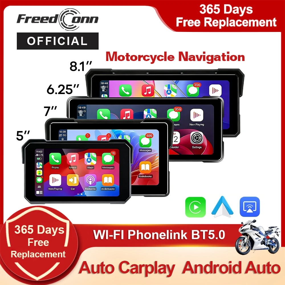 

Freedconn Motorcycle Carplay Android Auto Navigation Portable Motobike Digital Dashboard Moto Display Screen Waterproof BT