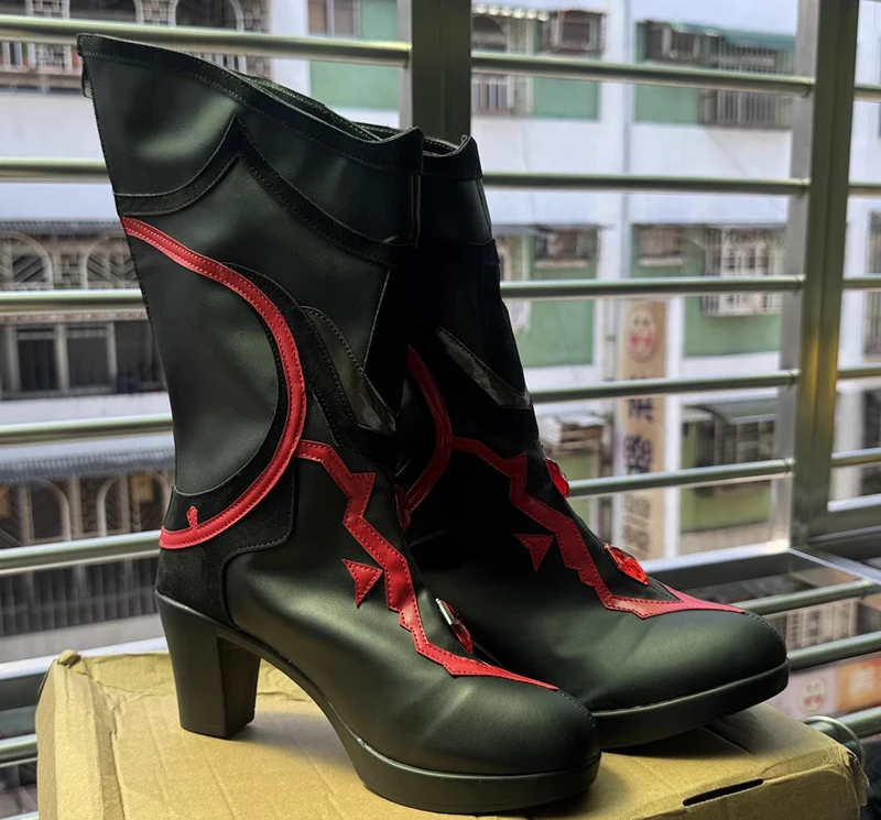 ความรักและ Deepspace นางเอกคอสเพลย์รองเท้า Abysm Sovereign หนังสีดํารองเท้าเครื่องแต่งกายใดๆขนาดสําหรับ Unisex