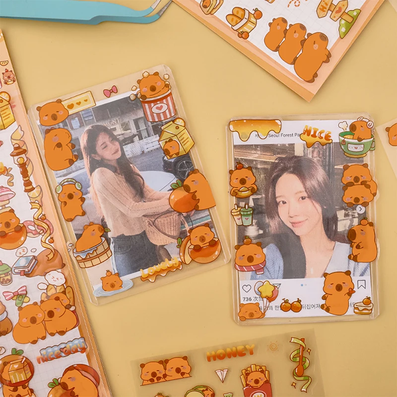 6 قطع من ملصقات Kawaii Capybara ملصقات كرتونية لألبوم حساب اليد DIY ملصقات تزيين اليوميات هدايا القرطاسية الجمالية