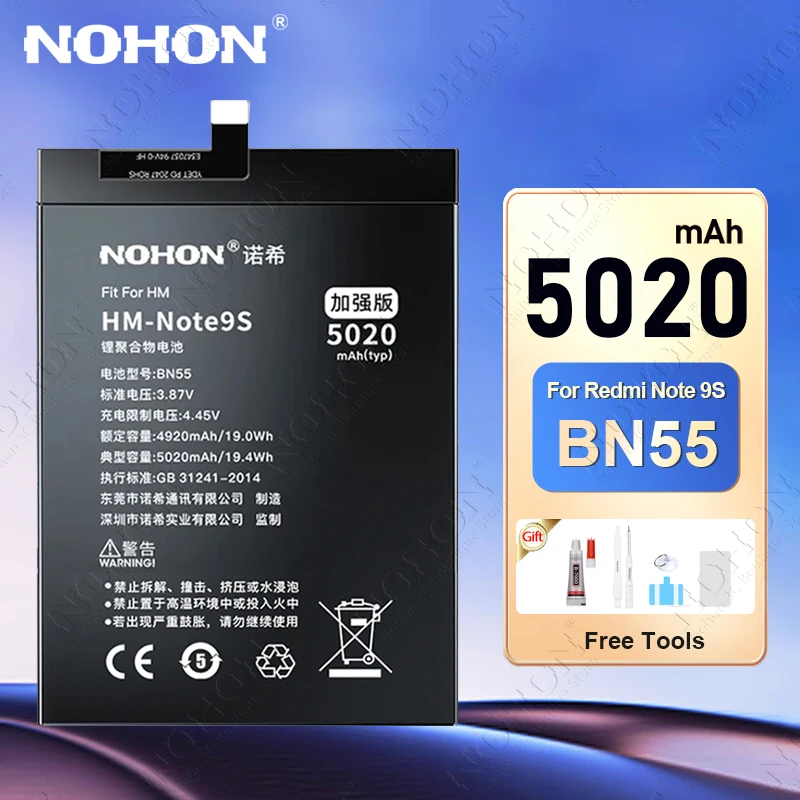 

NOHON BN55 Battery for Xiaomi Redmi Note 9S 9 9T 10S 10 Pro Poco X3 GT M3 Pro Phone Batteries BN57 BN61 BN53 BN59 BM57 BN62